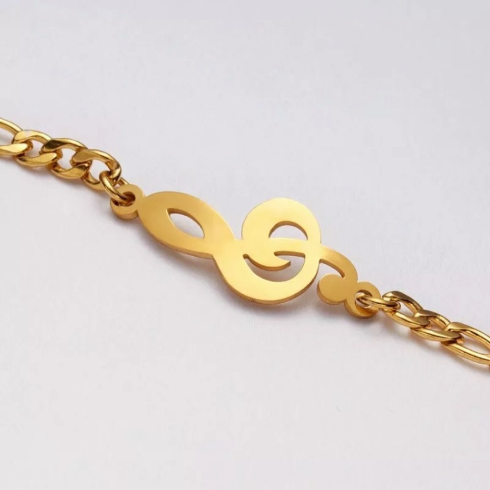 Gold Treble Clef Adjustable Bracelet - Picture 3 of 6